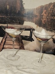 Vintage Crystal Martini Glasses by Artland Helios