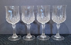 Set of 4 Cristal D’Arques Longchamp (5 3/4 oz) Wine Glasses 6.5″ Tall