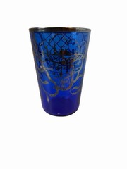 3 cobalt blue glass vintage Cup