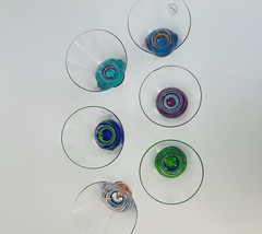 Dansk Spectra Party Cocktail Martini Cosmo Glasses Set Of 6 Clear Colorful MCM