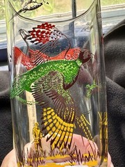Hazel Atlas 1950s Pheasant Hunting Dog Tumbler Glass 5.25″ tall 12 oz