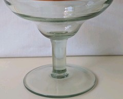 Hand Blown Margarita Glass w Ruby Red Rim