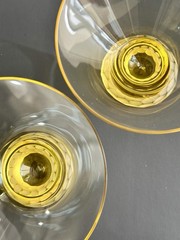 Moser Bar Pebbles Stemless Martini Eldor Yellow Crystal Czech Art Glass Hand Cut
