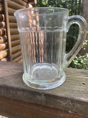 Vintage Shorty Thick Glass Beer Juice Pitcher 6.5″ Tall