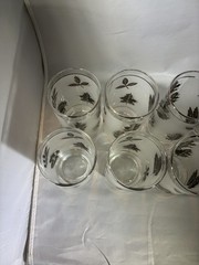 Set 8 Vintage MCM Libbey Frosted Silver Foliage Leaf Tumbler Glasses Taper 12 oz
