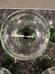 5 Roemer Beehive Emerald Green Stem Crystal Wine Glasses w Grape Etching Vintage