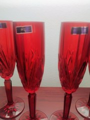 Set of 4 Marquis Brookside Red Champagne Flutes by Waterford