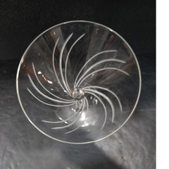 Etched Swirl Martini Glass, Clear Pressed Cocktail Stemware, Mid Century Barware