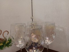 Set of 4 Iridescent «Drape» Design Tall Wine Glass Goblet 16 oz. ~ 9 1/2″