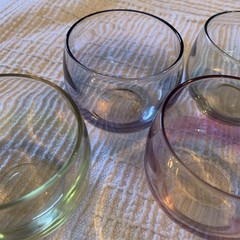 Set of 8 Colors ~ Federal Glass ~ Iridescent Pastel ~ Roly Poly Glasses ~ 3 1/4″