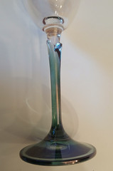 2 “Brigitte” By Colony, Elegant Glass, Iridescent Crystal Champagne Flutes