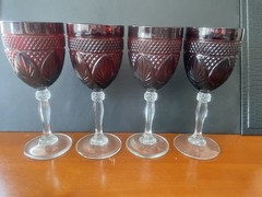4 Cristal D’Arque Luminarc Ruby top/Clear stem Goblets EUC 1990s Free Shipping