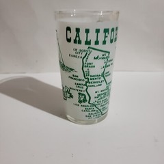 Vtg California Glass Frosted Fishing Panning Gold Skiing MCM Tourism Travel