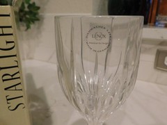 4 Lenox Crystal Starlight 9″ Water Goblets Glasses Vertical Cuts NEW IN BOX