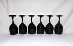Libbey Black Amethyst Wine Glasses Water Goblets Set of 6