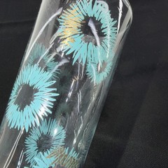 MCM Atomic Highball Glasses Set of 2 Turquoise Blue and Gold Vintage