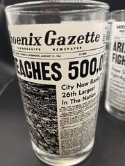 3 Vtg Libbey Phoenix Gazette Headline Tumblers, 1945 Japan Surrenders, 10 Oz, 5”