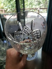 (2) Wine Claret Glass 7-3/4″ Goblet, Cut Crystal Edinburgh Montrose Signed READ
