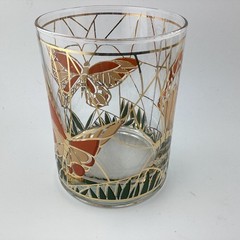 Culver Ltd 22k Butterfly Stained Glass Lowball & Highball Glasses Set of 4
