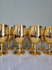 VTG LIBBEY GOLD OVERLAY ROCK SHARPE LRS288 WINE GLASSES