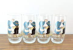 Set of 4 Anchor Hocking Welcome Friends Glasses 1988 Beverage Glass Vintage