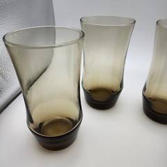 Libbey Apollo Tawny Brown Flat Tumbler Drinking Glasses 13 oz Set of 4 Vintage