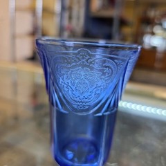 Depression Glass Hazel Atlas Blue Royal Lace Tumblers 3.5″
