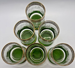 Vintage Brandy Sniffer Glasses Culver Ltd Glassware Toledo Pattern Scroll Design