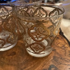 MCM 22 Karet Gold Whiskey Low Ball Glasses 6 Oz. Set of 3