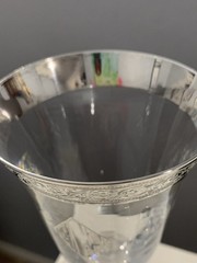 Early 1900s Sterling Rimmed Crystal Wine Glasses Set of 2