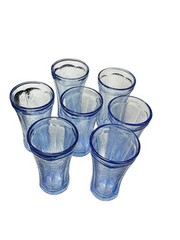 Vtg 70s NOS Set of 7 Indiana Recollection Madrid Blue Drinking Glasses free ship