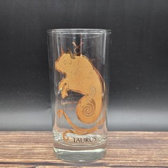 MCM Zodiac Taurus Glass Tumbler Gold Astrology Barware Vintage