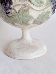 Vintage Ceramic Wine Goblet Purple Grapes Handcrafted