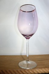 Iridescent Wine Glass (es) Extra Tall Pink or Blue Gold Italy Clear Stem Pick 1