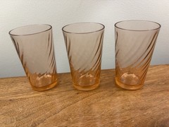 3 Rosaline Pink Swirl Cristal D’Arques Tumbler Glasses 4.75 Inch