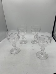 4 Crystal Hand Cut Glass Water Goblet Elegant, 5 7/8″ Tall X 3″ Diameter