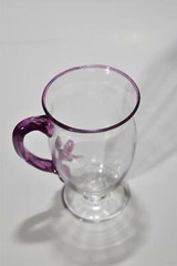 STEUBEN Clear Glass with Decorative Purple Handle and Rim