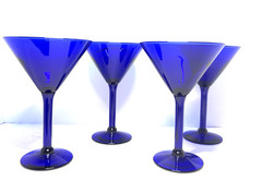 *Set of 4 Dark Cobalt Blue Martini Glasses 7″