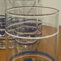 Vintage Libbey Blue Country Hearts Tumblers Drinking Glasses Set 7 Cottagecore