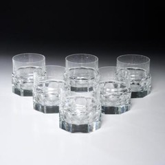 (6) Vintage Art Deco Style Heavy Octagonal Weighted Base Tumbler Glasses, 3.5″