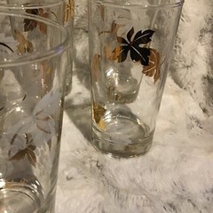 Vintage 10 Libby’s Clear Glass Tumblers With gold white grapes and leaves 5.5″T