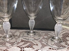 Crystal Wine Water Glasses Goblets cut Glass faceted Elegant Bar 3 Set Stemmed