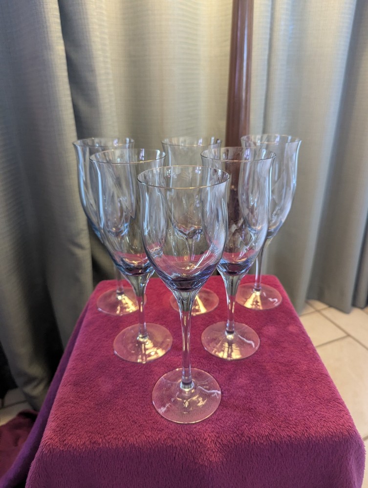 Noritake Crystal Royal Pierpoint Blue 5 Iced Tea And 1 Water Goblet