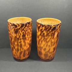 Beautiful Tortoise Shell Glass Tumblr Tall Drinking Glasses Set 2