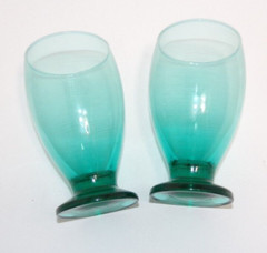 Vintage Libbey Juniper Teal Footed Glasses set of 2