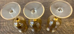 Veneziano Decanter Amber Glass Gold Trim 3 Stemmed Wine Cordial Glasses