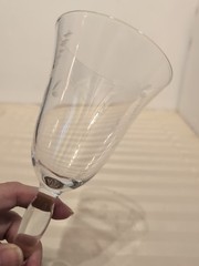 VTG Etched Wine Glasses Lot of 5 Tapered Stem 7″ MCM Leaf Floral Bud Barware