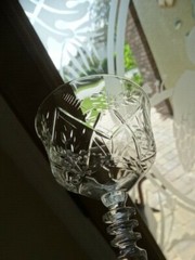 Rock Sharpe Glass Clear Polished Cut Floral Tall Sherbet/Champagne 2009-8 Stem