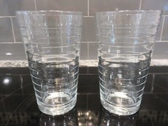 2 Libbey Crisa HOOPS 10 oz Drinking Glass Tumblers Ribbed Rings Clear EUC
