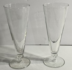 MCM Mid Century Tall Footed Champagne Pilsner Crystal Clear Glass